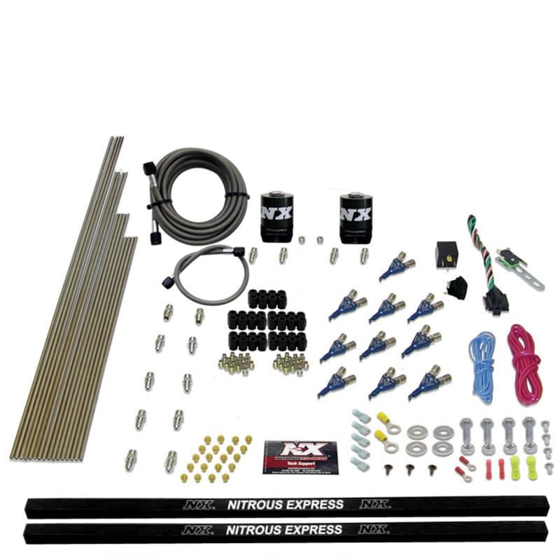 Nitrous Express — Nitrous Express 10 Cyl Piranha Nozzle Direct Port Nitrous Kit (250-500HP) w/o Bottle
Injection System Kit
N2OSys