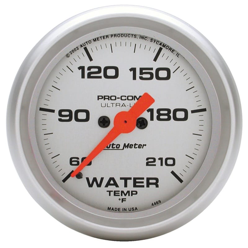 AutoMeter — Autometer Ultra-Lite 52mm 60-210 Deg F Electronic Water Temp Gauge
2-1/16" WATER TEMP,