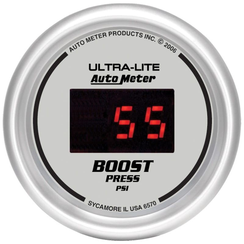 AutoMeter — Autometer Ultra-Lite 2-1/16in 5-60 PSI Digital Boost Pressure Gauge - Silver
2-1/16" BOOST, 0-60