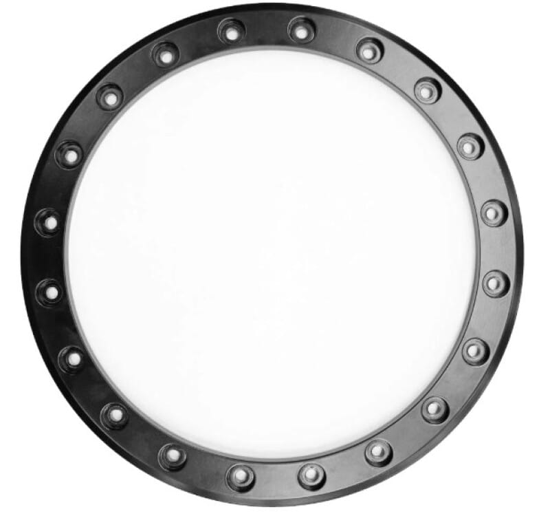 Raceline — Raceline Beadlock Ring - Alpha - 17in -24 Hole - 12mm - Gunmetal w/Red Decal
