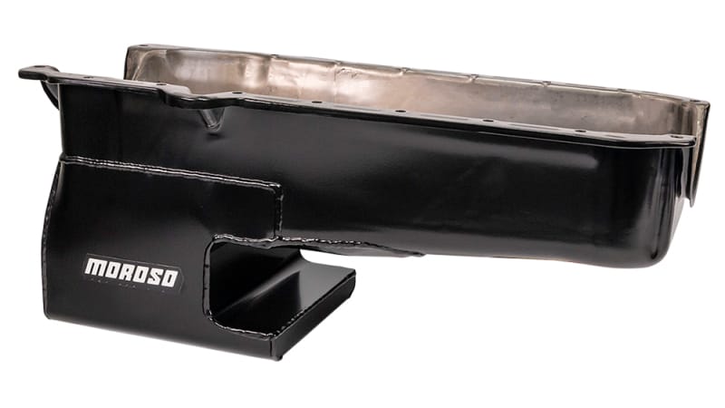Moroso — Moroso 86-Up Chevrolet Small Block (w/1 Piece Rear Main Seal) Wet Sump 6qt 9in Steel Oil Pan - Black