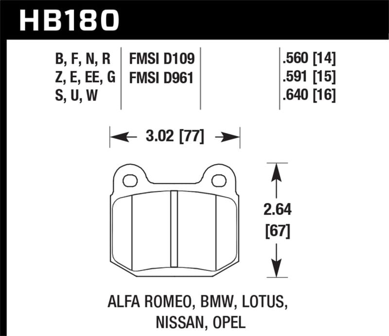 Hawk Performance — Hawk 04-09 Infiniti G35 3.5L Base Brembo Brakes OE Incl.Shims Rear ER-1 Brake Pads
Disc Brake Pad