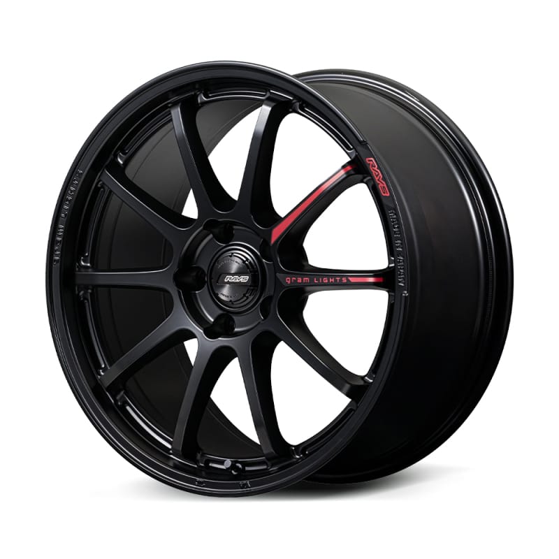 Gram Lights — Gram Lights 57NR LIMITED II 17x7.0 +47 4-100 Semigloss Black Wheel w/ Black Cap/Stickers/Air Valve