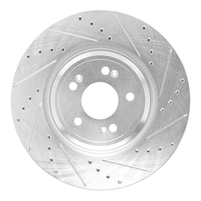 R1 Concepts — R1 21-25 Genesis GV70 Front Right Drilled & Slotted Silver Brake Rotor