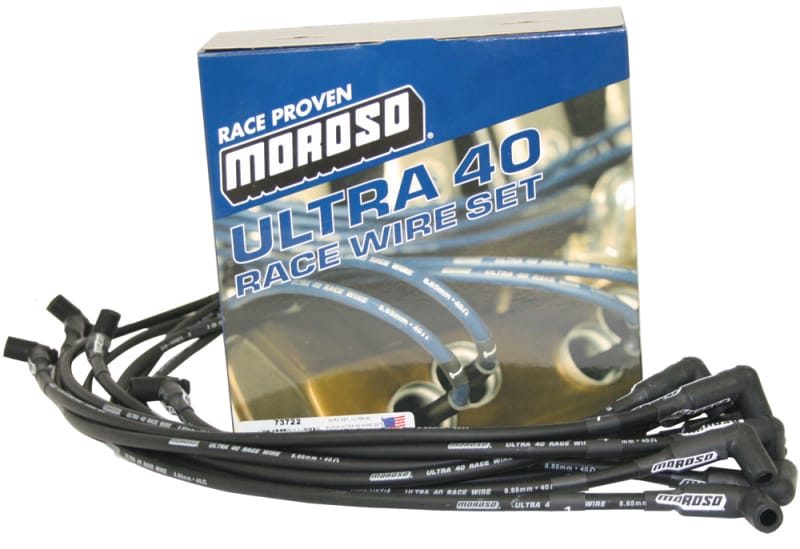 Moroso — Moroso Chevrolet Small Block (Sprint Car) Ignition Wire Set - Ultra 40 - Unsleeved - HEI - Black