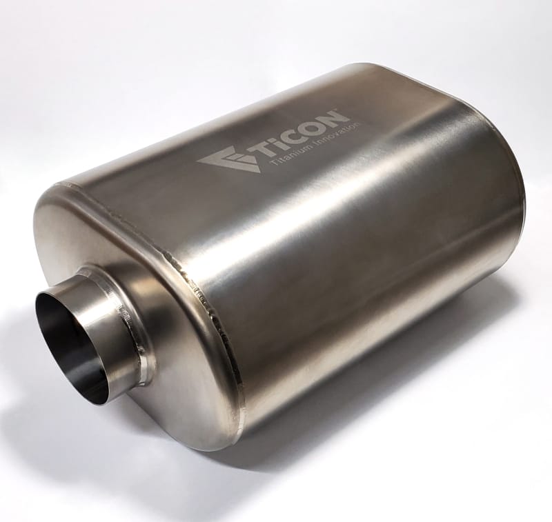 Ticon — Ticon Industries 2.5in Oval (2.5in Center In / 2.5in Center Out) 12in L Ultralight Titanium Muffler