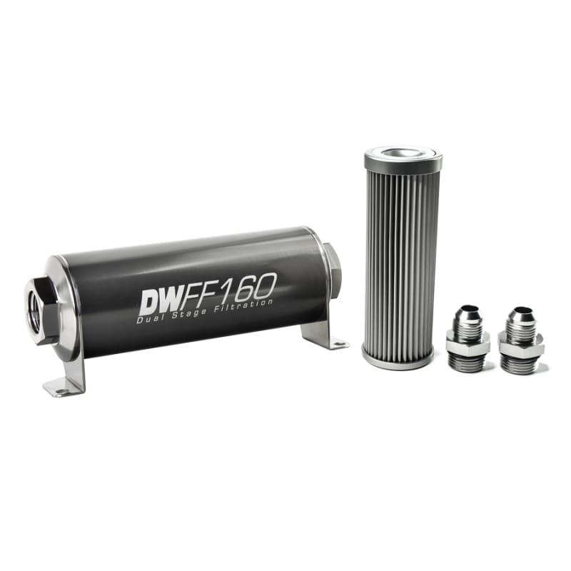 DeatschWerks — DeatschWerks Stainless Steel 8AN 10 Micron Universal Inline Fuel Filter Housing Kit (160mm)
Filtration