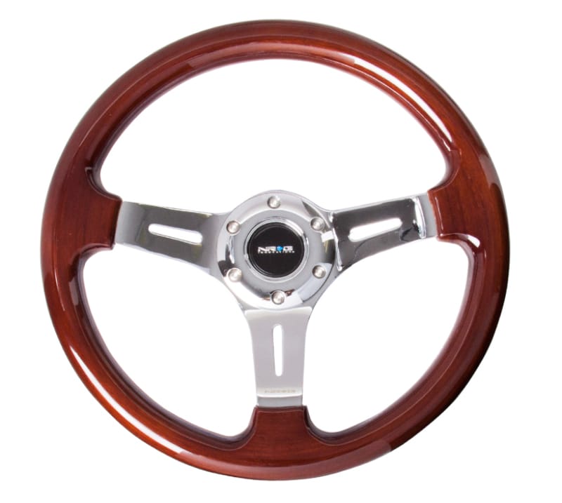 NRG — NRG Classic Wood Grain Steering Wheel (330mm) Wood Grain w/Chrome 3-Spoke Center