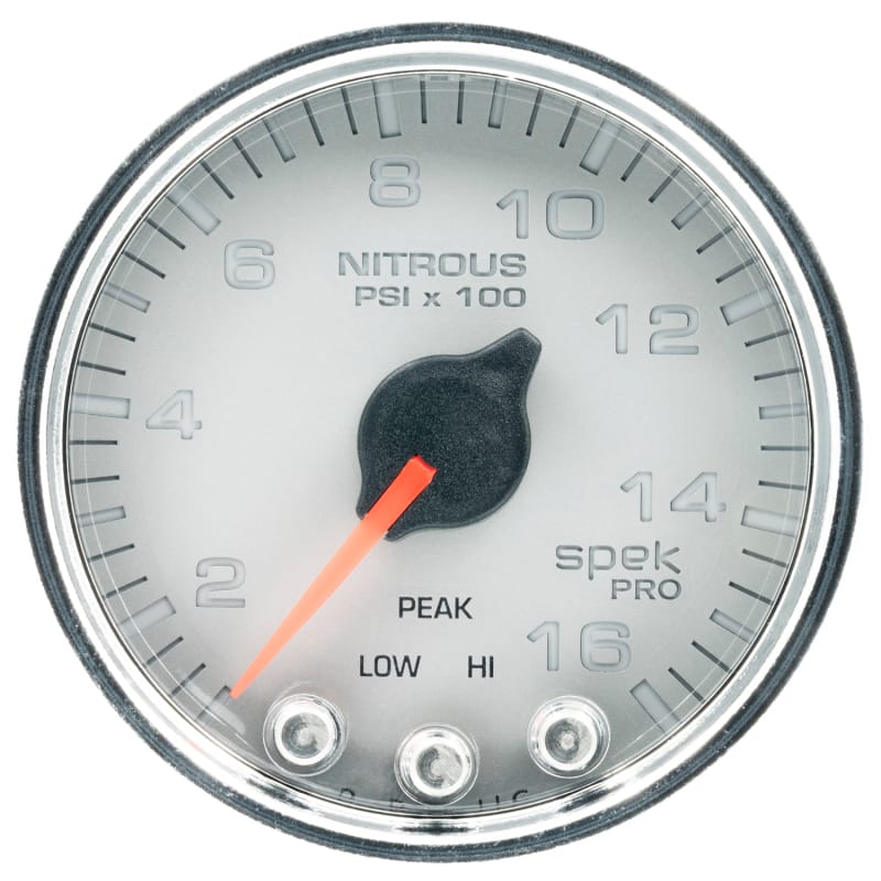 AutoMeter — Autometer Spek-Pro Gauge Nitrous Press 2 1/16in 1600psi Stepper Motor W/Peak & Warn Slvr/Chrm
GA 2" N2O SCC SPEK