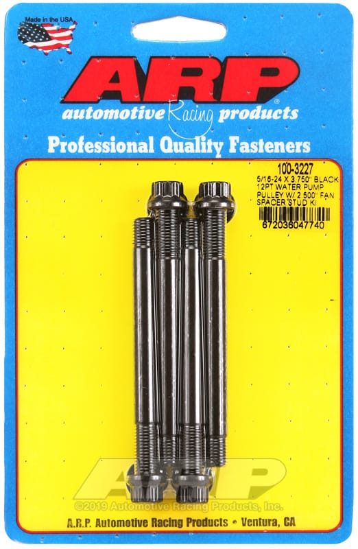 ARP — ARP 5/16-24 X 3.750 black 12pt water pump pulley w/ 2.500in fan spacer stud kit