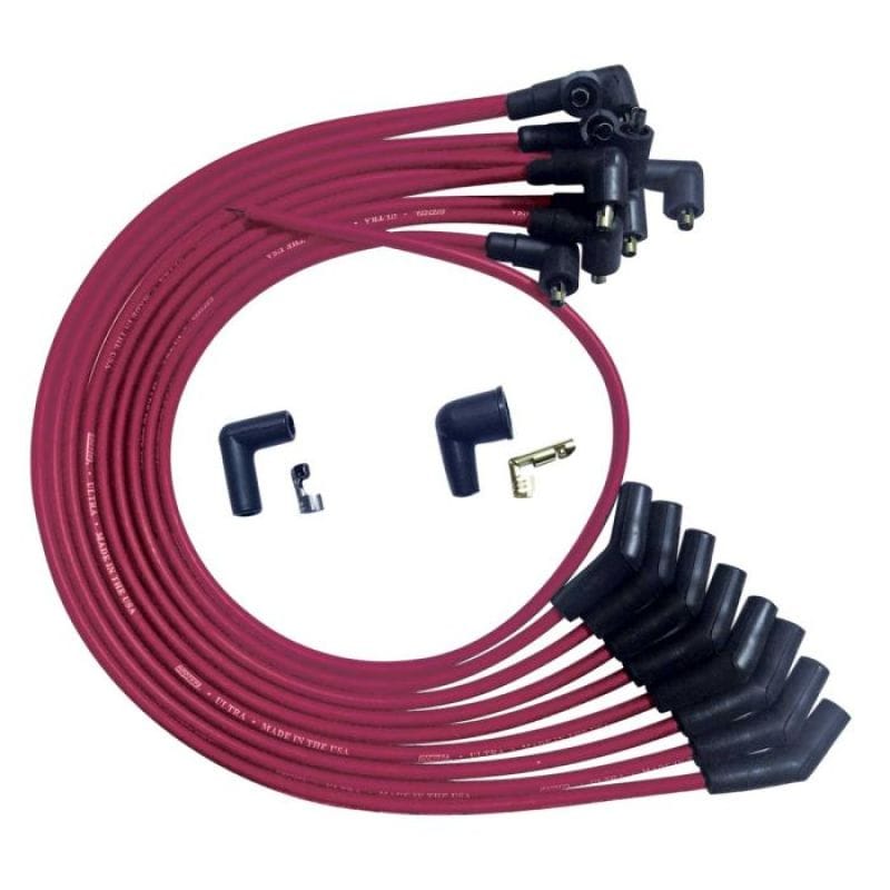Moroso — Moroso SB Ford 351W 135 Deg Plug Boots Non-HEI Ultra Spark Plug Wire Set - Red
