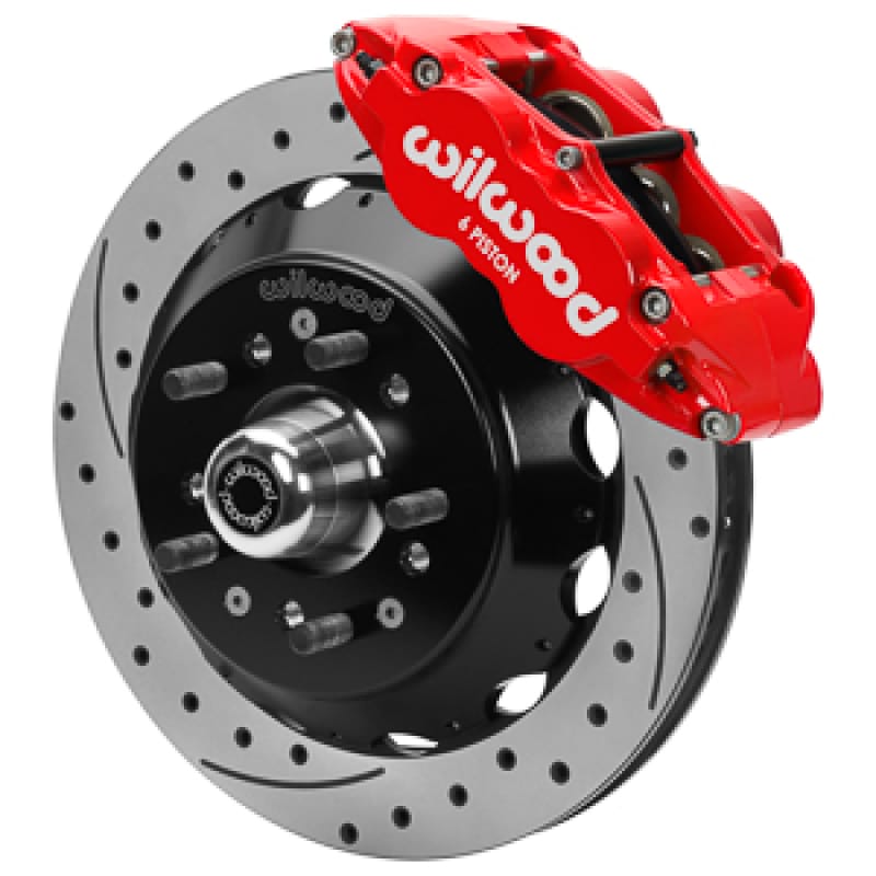 Wilwood — Wilwood Forged 6 Piston Red Superlite Caliper GT 48 Vane Spec37 Drilled & Slotted Rotor - 12.88x1.25