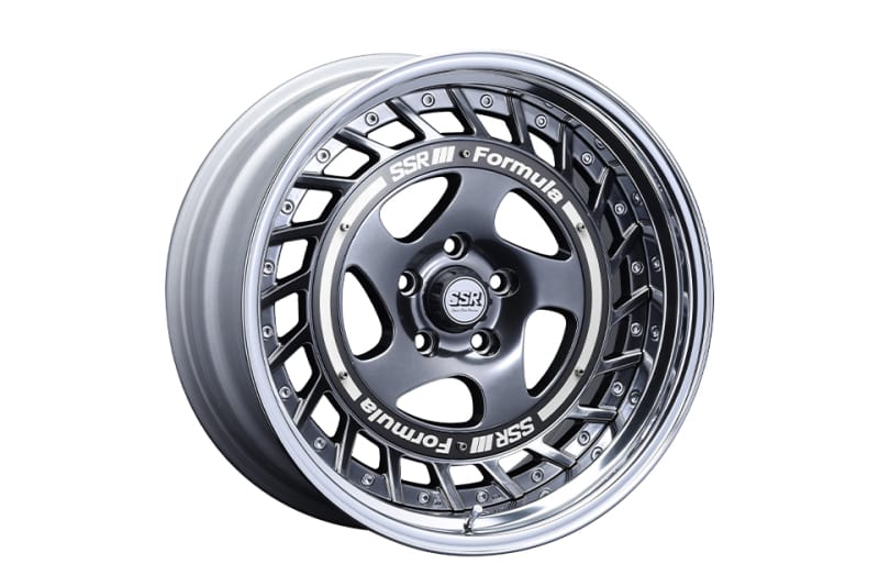 SSR — SSR Formula Aero Spoke 16x7.5 4x100 +19 Titan Silver w/ Brushed Red Aero Plate