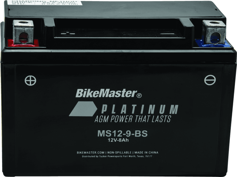 BikeMaster — MS12-9-BS Battery, 12V Battery, 151mm L x 87mm W x 107mm H, 120 CCA