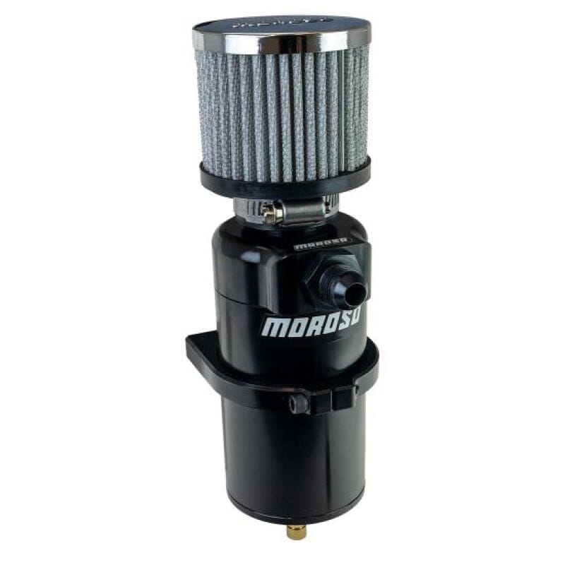 Moroso — Moroso Single Inlet -8AN Billet Breather Tank Catch Can - Black