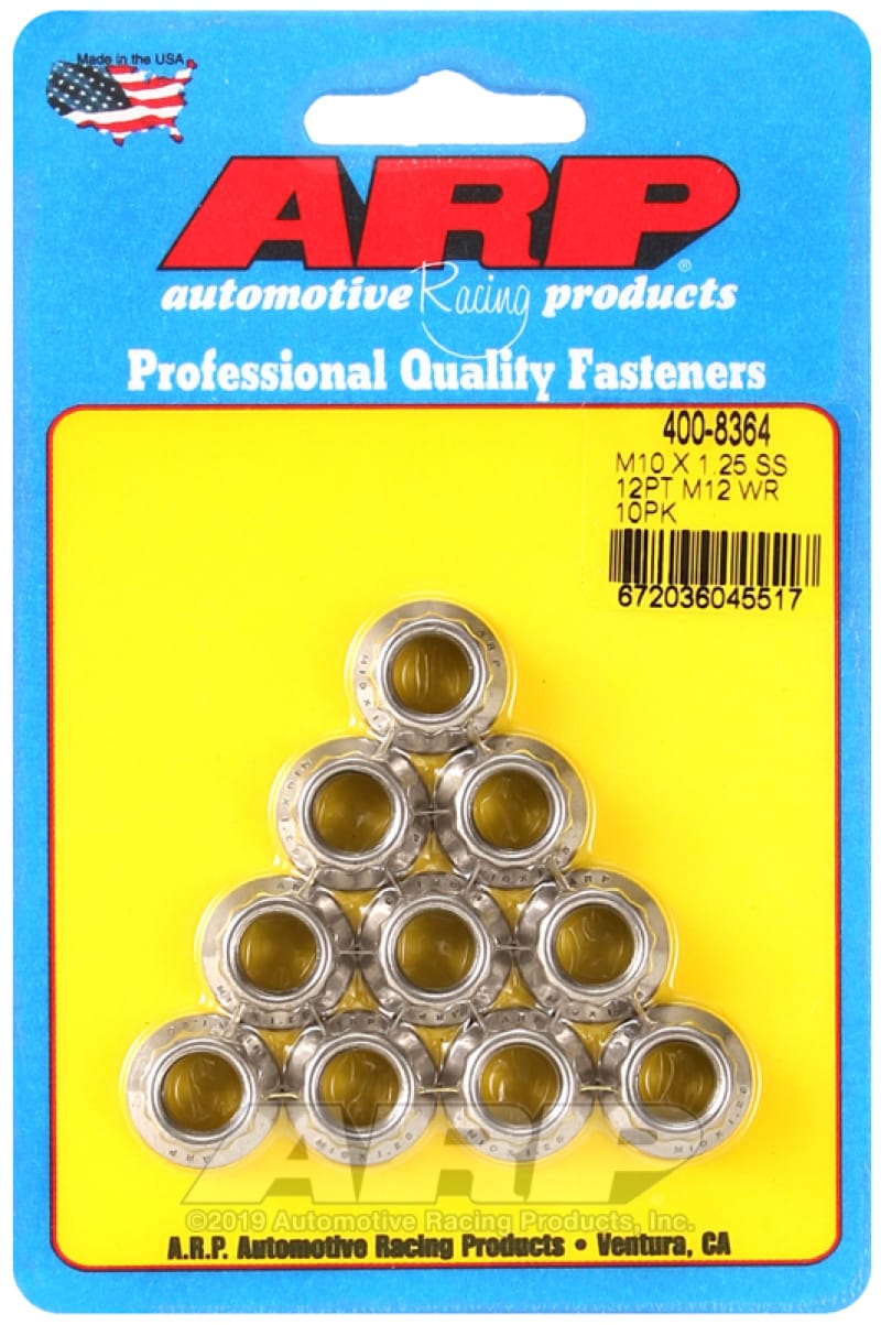 ARP — ARP M10 x 1.25 SS 12pt Nut Kit (10/pkg)