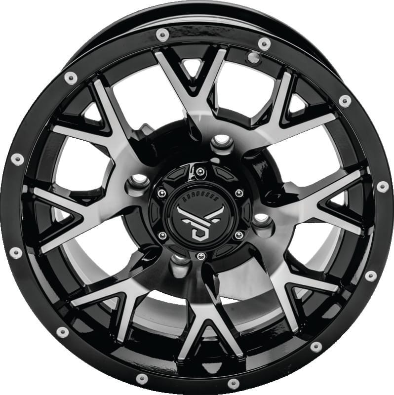 QuadBoss — Barbwire Wheel, 15x7, 4+3, 4/156, Black/Machined