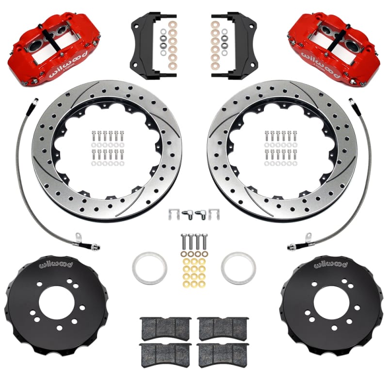Wilwood — Wilwood 95-98 Nissan Skyline Superlite 6R Front BBK w/ 12.88in D/S Rotors & Flexlines - Red