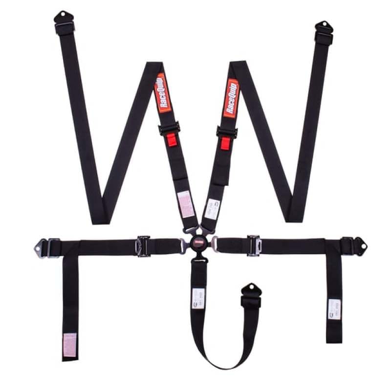 Racequip — RaceQuip Camlock 5 Point 2In Auto Racing Harness Set / Pull-Down Lap / SFI 16.1 Seat Belt Set- Black