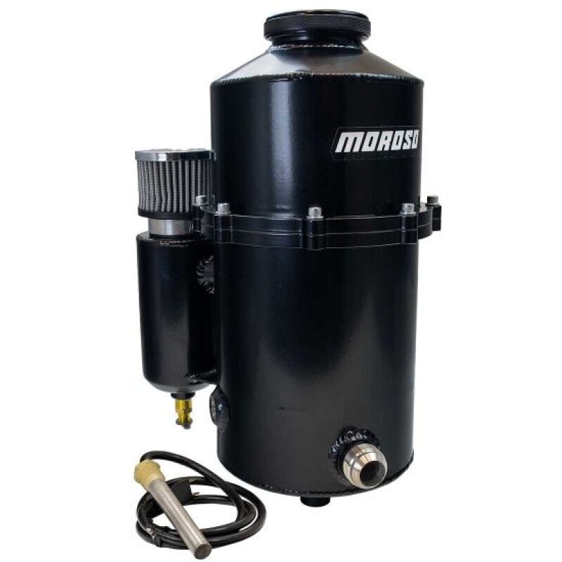 Moroso — Moroso Drag Race 2 Pc 60/40 Split 16.5in Tall 7in Dia 7.5qt Dry Sump Tank - Black