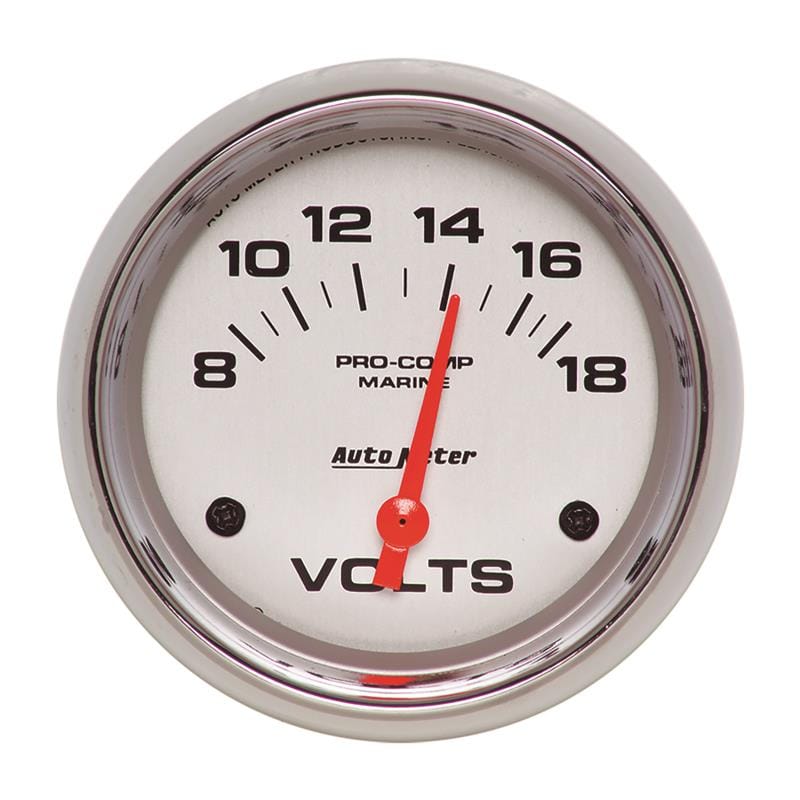 AutoMeter — AutoMeter Gauge Voltmeter 2-5/8in. 18V Electric Marine Chrome
GA 2.6" VOLT 18V MC