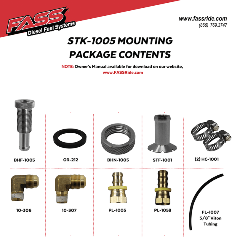 FASS Fuel Systems — FASS Fuel Systems Diesel Fuel Bulkhead and Viton Suction Tube Kit (Complete Kit) STK-1005
