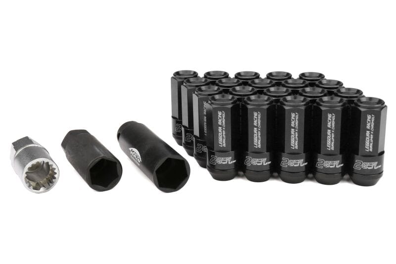 Project Kics — Project Kics Leggdura Racing Shell Type Lug Nut 54mm Open-End Look 16 Pcs + 4 Locks 14X1.5 Black