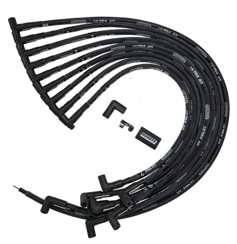 Moroso — Moroso Chevrolet Big Block (w/Jesel) Ignition Wire Set - Ultra 40 - Sleeved - 90 Degree - Black