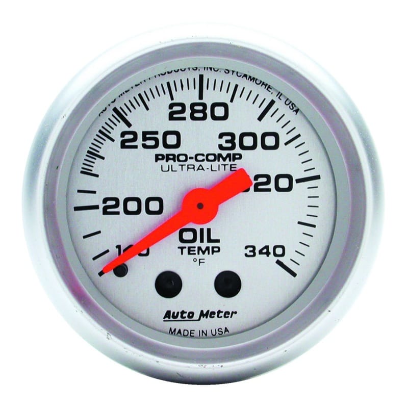 AutoMeter — AutoMeter Gauge Oil Tank Temp 2-1/16in. 140-340 Deg. F Mechanical Ultra-Lite
2" OIL TANK TEMP, 14