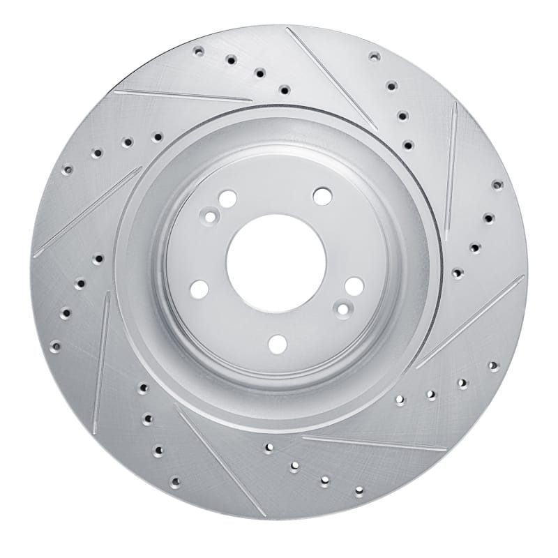 R1 Concepts — R1 2022-2025 Hyundai Elantra N Front Right Drilled & Slotted Silver Brake Rotor