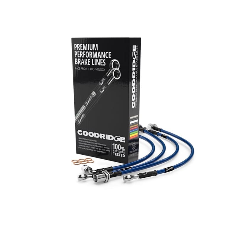 Goodridge — Goodridge 17-18 Subaru BRZ (w/Brembo Brakes) Stainless Steel Brake Lines - Electric Blue