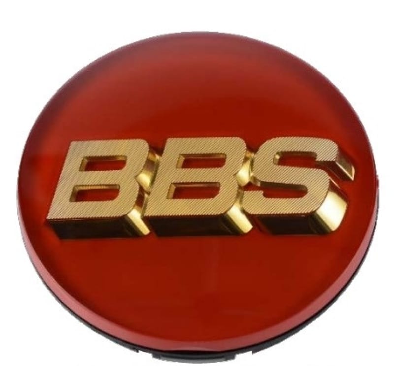 BBS — BBS Center Cap - 70mm Red w/ Gold 3D Logo (4-tab)