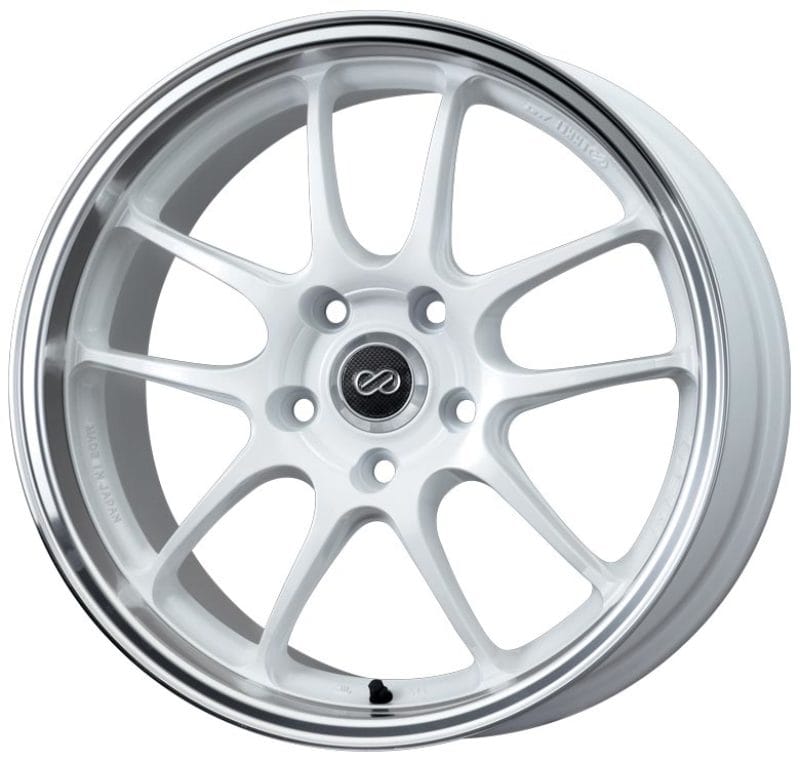 Enkei — Enkei PF01SS 17x9 5x114.3 48mm Offset 75mm Bore Diameter White with Machined Lip Wheel