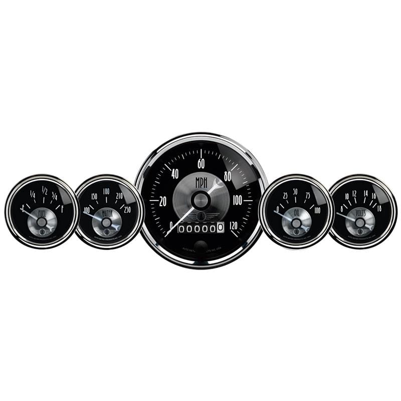 AutoMeter — Autometer Prestige Series Black Diamond 3-3/8in Electric Speedometer 2-1/16in Electric Oil Pressure