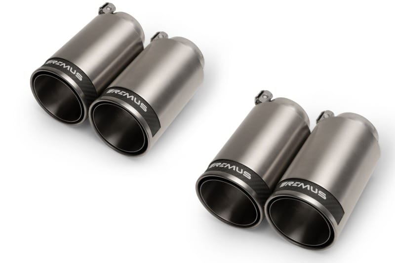 Remus — Remus Stainless Steel 98mm Straight Polished w/Carbon Insert Tail Pipe Set (Quad Tips)