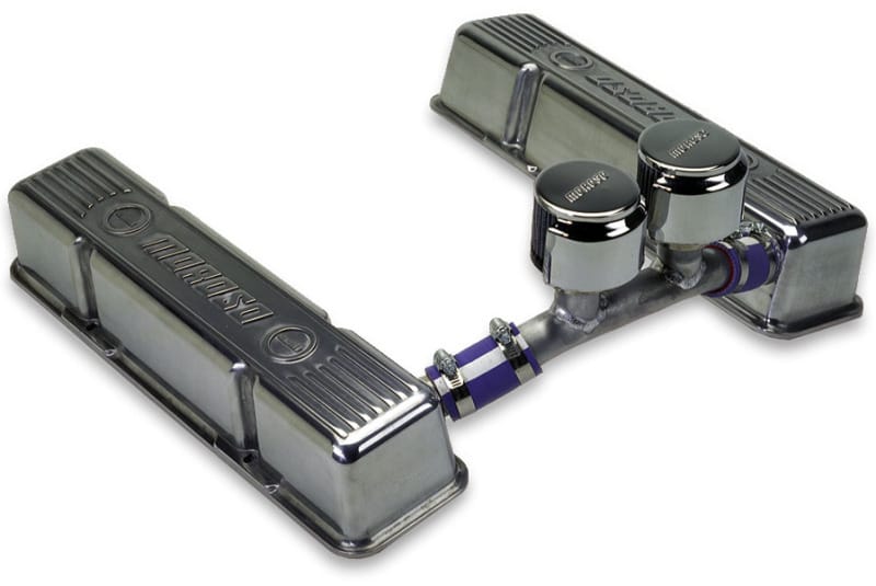 Moroso — Moroso Chevrolet Small Block (Sprint Car) Valve Cover - Crossover Breather - Polished Alum - Pair