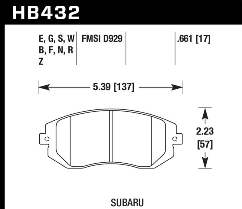 Hawk Performance — Hawk 2006 Saab 9-2X 2.5L 2.5i Front ER-1 Brake Pads
Disc Brake Pad