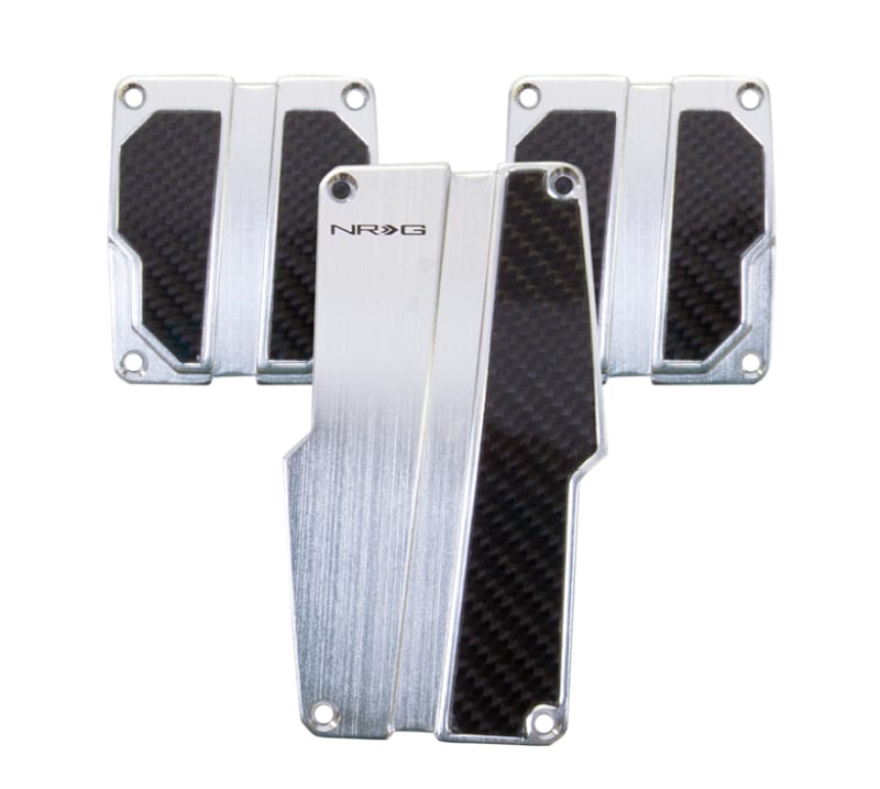 NRG — NRG Brushed Aluminum Sport Pedal M/T - Silver w/Black Carbon
