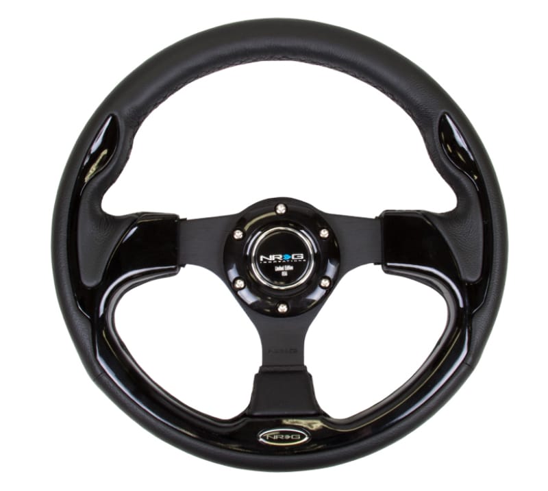 NRG — NRG Reinforced Steering Wheel (320mm) Blk w/Gloss Black Trim
