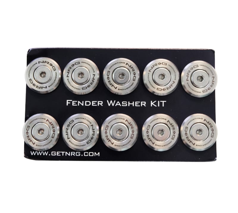NRG — NRG M-Style Fender Washer Kit (TI Series) M6 Bolts For Plastic (Silver Wshr/Silver Scrw) - Set of 10