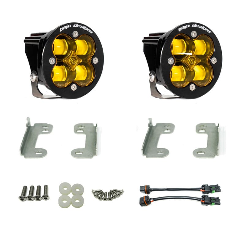 Baja Designs — Baja Designs 07-09 Wrangler JK w/OE Bumper Squadron R SAE Fog Pocket Kit - Amber