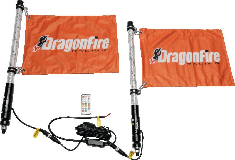 DragonFire Racing — Spiral LED Lighted Whip, Clear, 2 ft., Pair