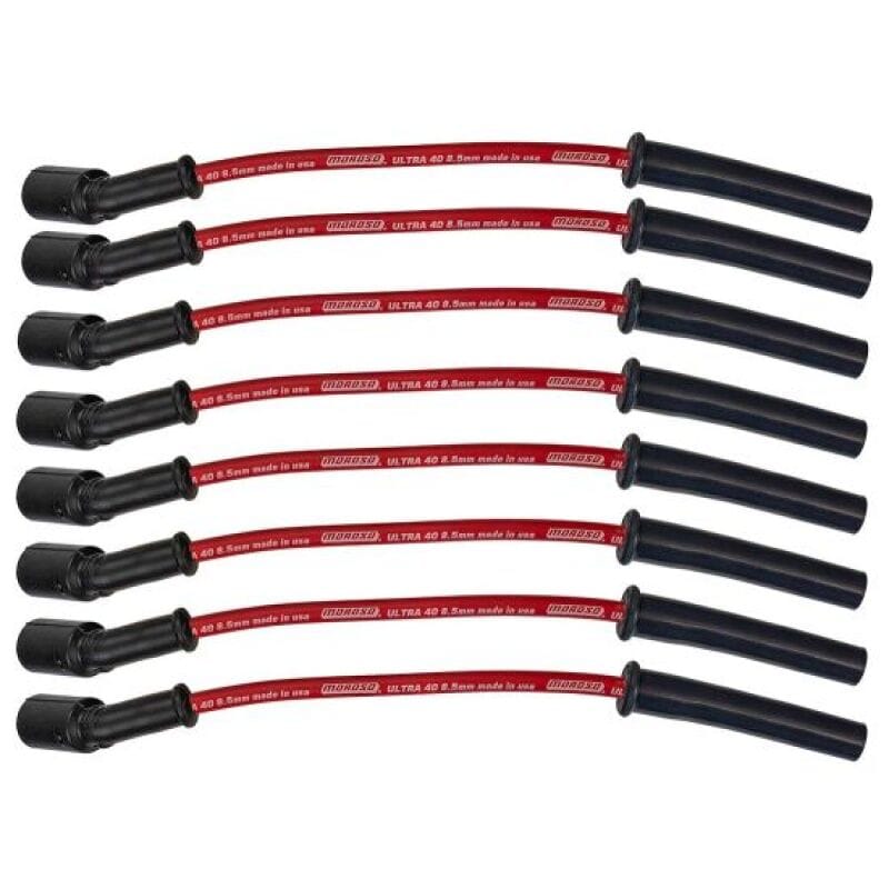 Moroso — Moroso 99-13 GM LS/LQ 4.8/5.3/5.7/6.0/6.2L Ultra 40 8.5mm Multi-Angle Boot Spark Plug Wire Set - Red