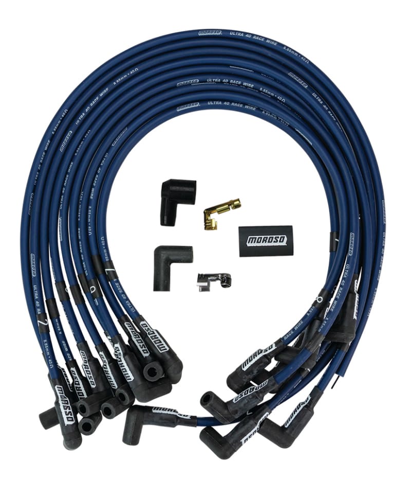 Moroso — Moroso Chevrolet Big Block Ignition Wire Set - Ultra 40 - Unsleeved - HEI - Crab Cap - Blue