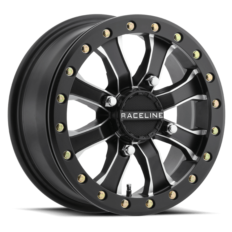 Raceline — Raceline A71MB Mamba 15x6in / 4x156 BP / 40mm Offset / 132.5mm Bore- Black & Machined Beadlock Wheel
