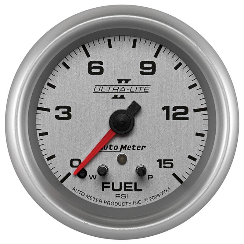 AutoMeter — GAUGE, FUEL PRESS, 2 5/8", 15PSI, STEPPER MOTOR W/ PEAK & WARN, ULTRA-LITE II