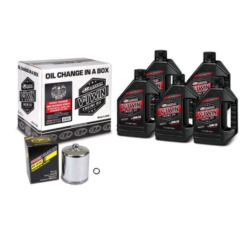 Maxima — Maxima V-Twin Quick Change Kit Synthetic w/Chrome Filter Milwaukee-Eight