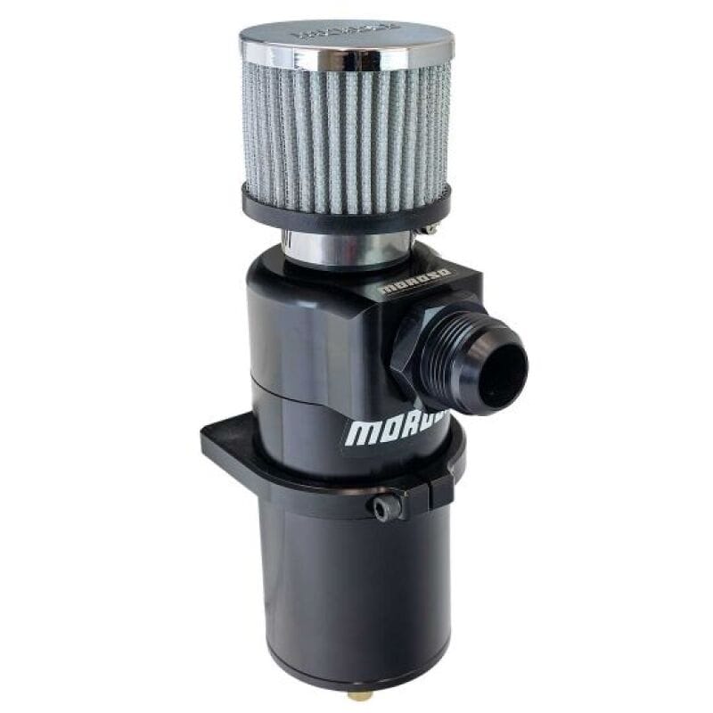 Moroso — Moroso Single Inlet Black -16AN Billet Breather Tank Catch Can