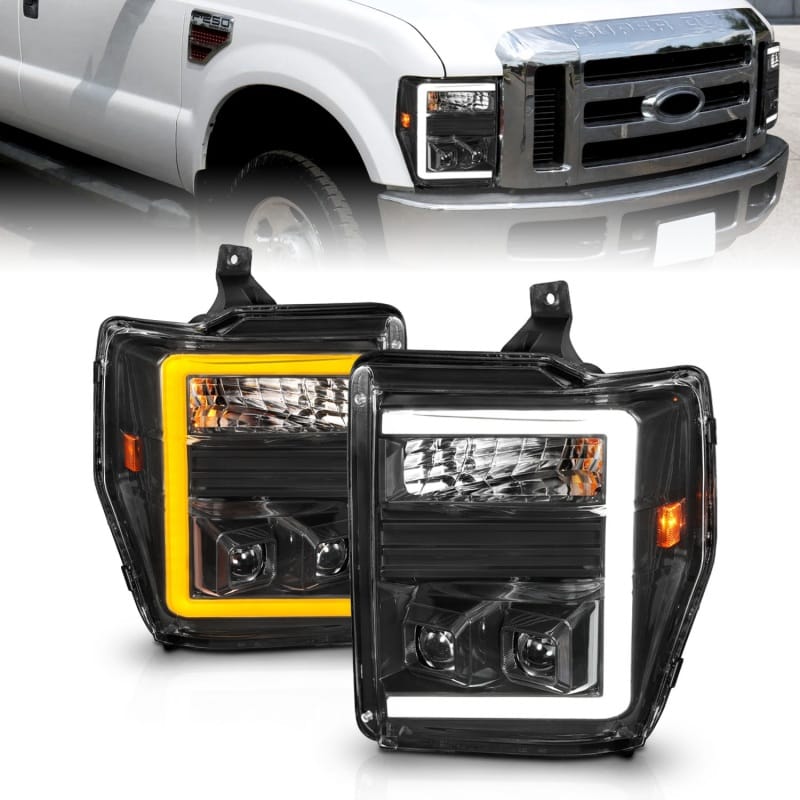 ANZO — ANZO 08-10 Ford F-250 - F-550 Super Duty Projector Headlights w/ Light Bar Switchback Black Housing
Head Light Set
HdLtSet