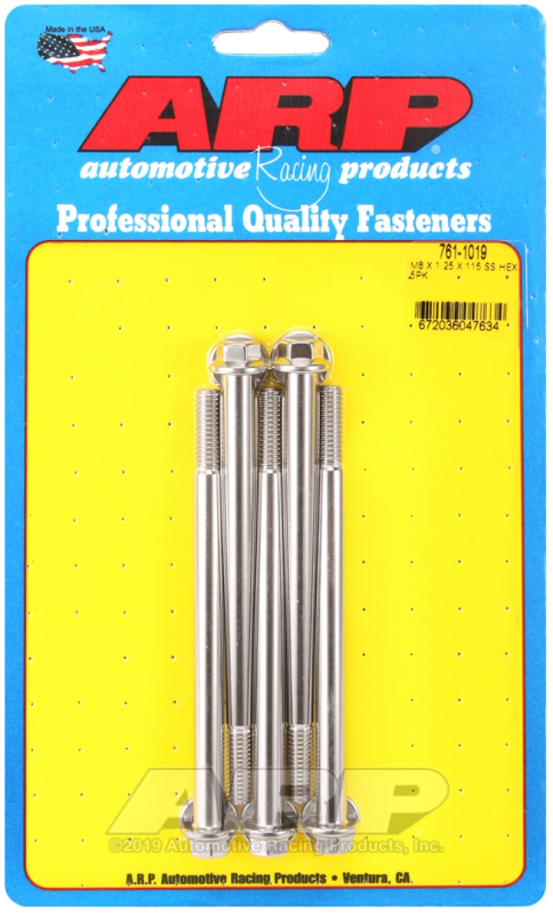 ARP — ARP M8 x 1.25 x 115 Hex SS Bolts (5/pkg)